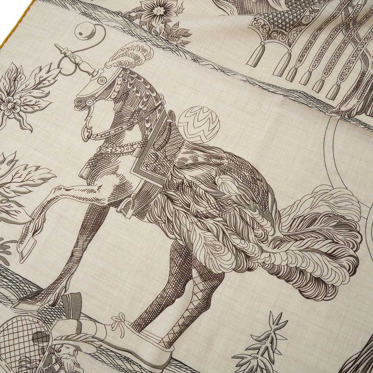 HERMES scarf Carre 140 Dette Cavalleria Favolosa Naturel/Brown/Miel Cashmere/Silk100% H243162S 01[BRAND NEW][Authentic]