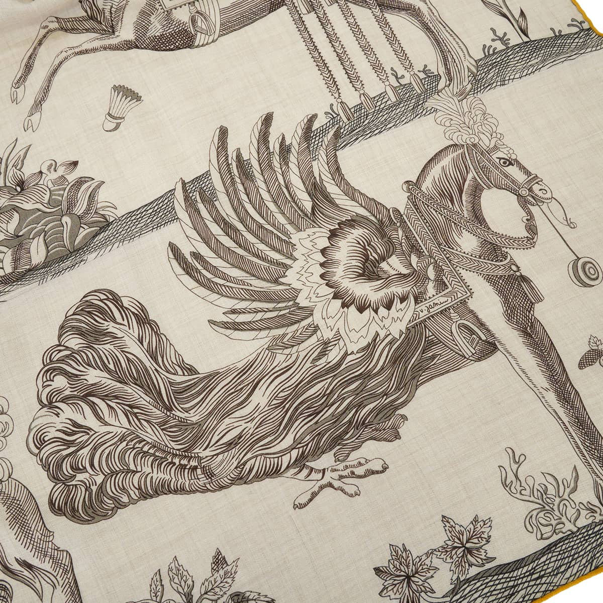 HERMES scarf Carre 140 Dette Cavalleria Favolosa Naturel/Brown/Miel Cashmere/Silk100% H243162S 01[BRAND NEW][Authentic]