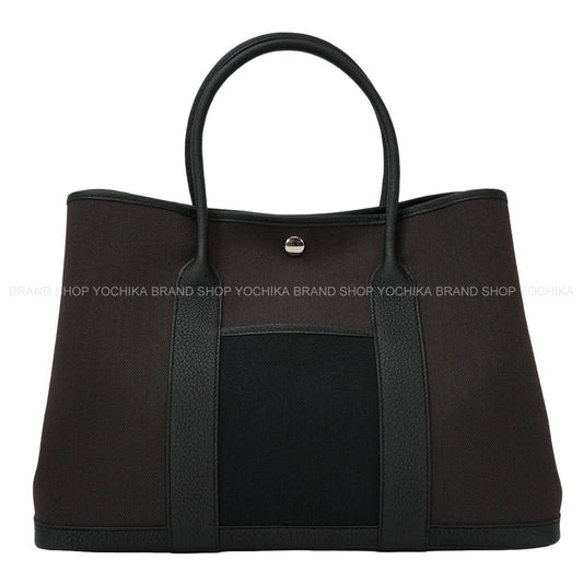 HERMES tote bag Garden Party 36 PM Pocket Toi Bai Brun/Noir (Black) Toile/Veau Negonda Silver HW Stamp G[BRAND NEW][Authentic]