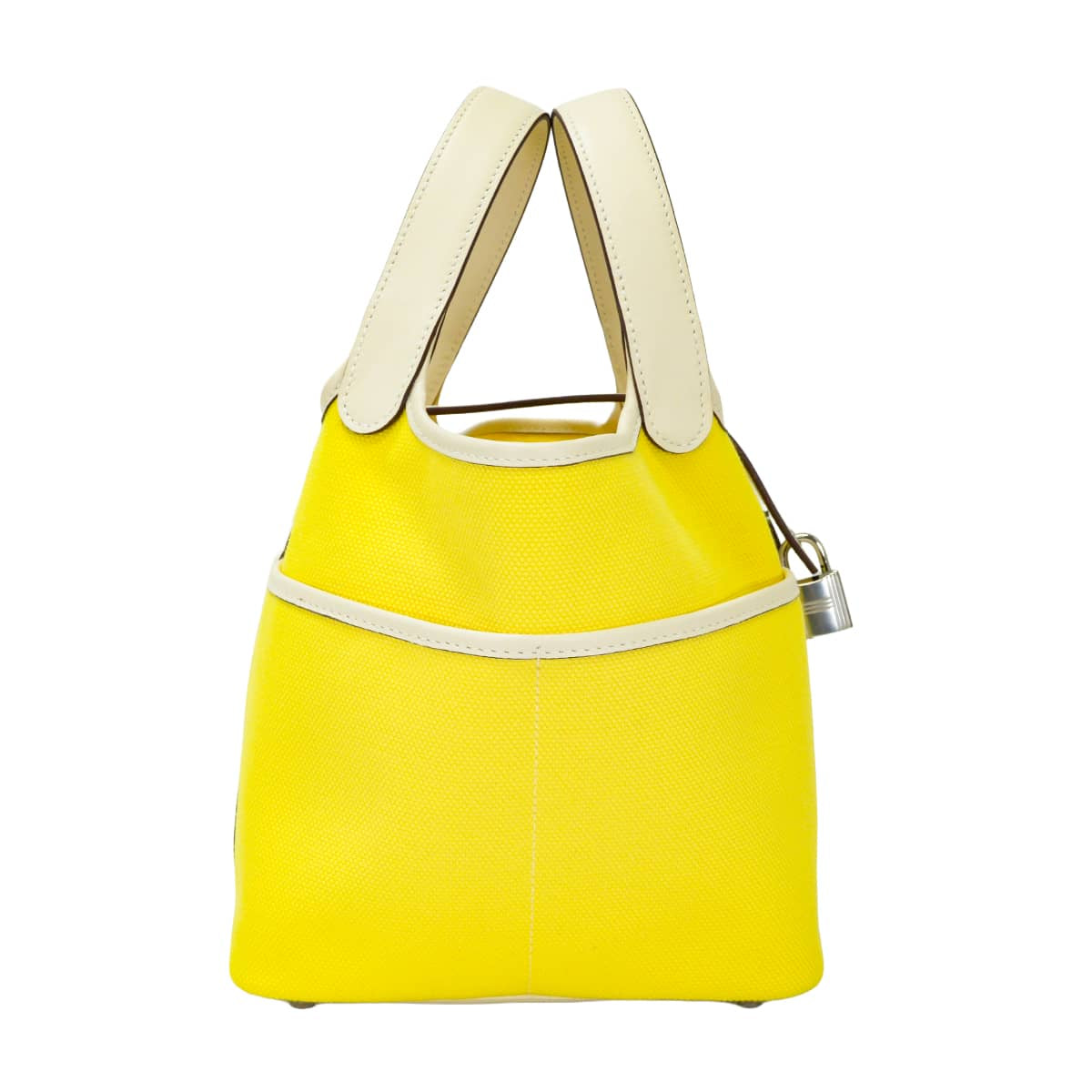 HERMES Handbag Picotin Lock 18 PM Cargo pockets Jaune Citron/Nata Toile Goeland/Veau Swift Silver HW Stamp U[EXCELLENT][Authentic]