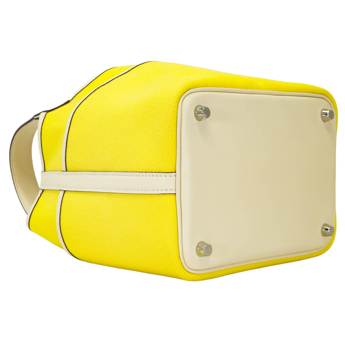 HERMES Handbag Picotin Lock 18 PM Cargo pockets Jaune Citron/Nata Toile Goeland/Veau Swift Silver HW Stamp U[EXCELLENT][Authentic]