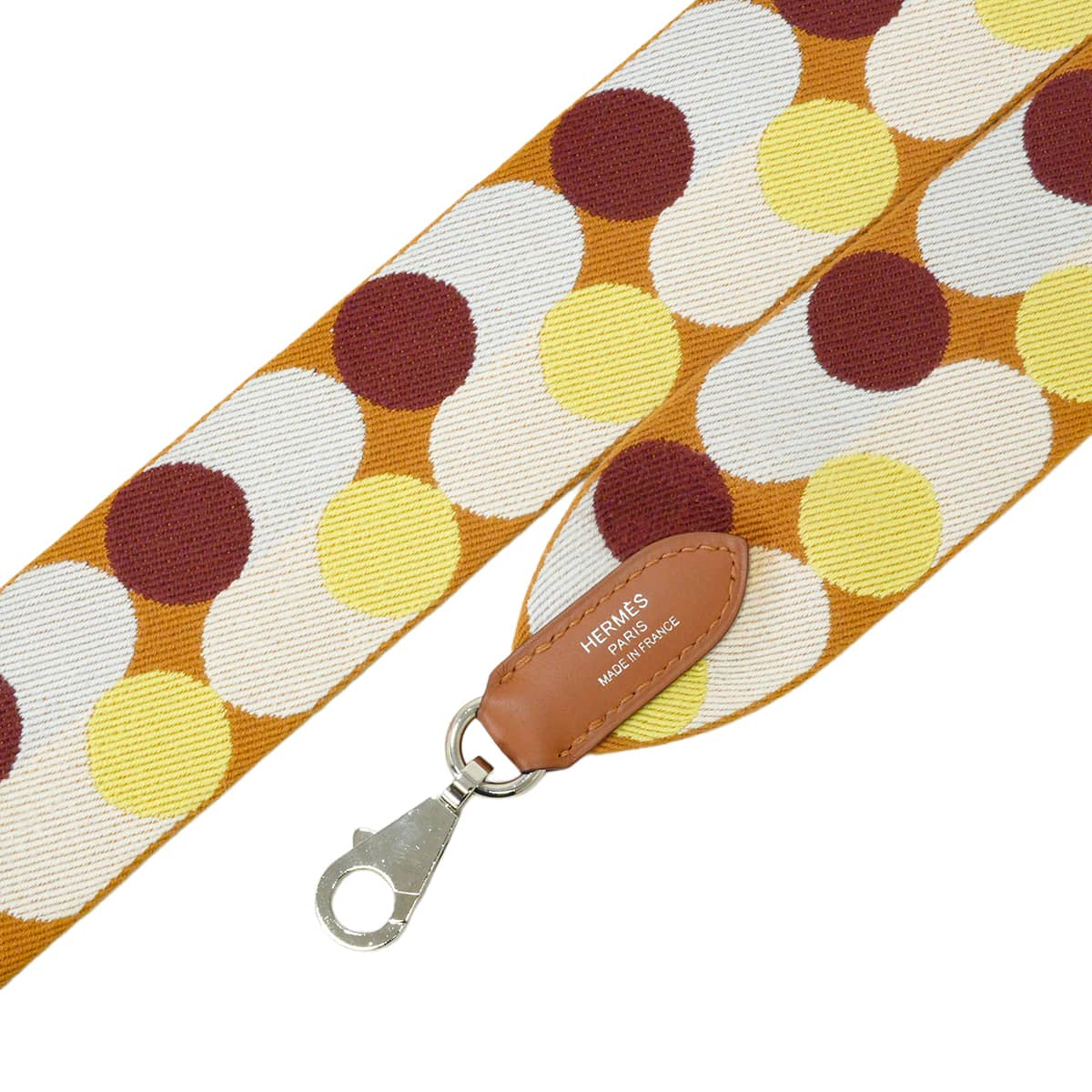 [Pre-loved] HERMES shoulder strap Bandouliere 50mm 105cm Flipper ball Sesami/Nata/Jaune Poussin Toile/Veau Swift Silver HW Stamp Z[LIKE NEW][Authentic]