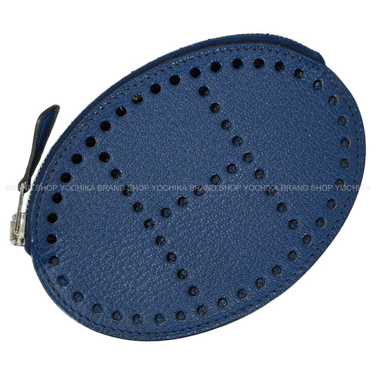 HERMES change purse Evelyne Coin purse Bleu de Malte Chevre Mysore Silver HW Stamp □O[EXCELLENT][Authentic]