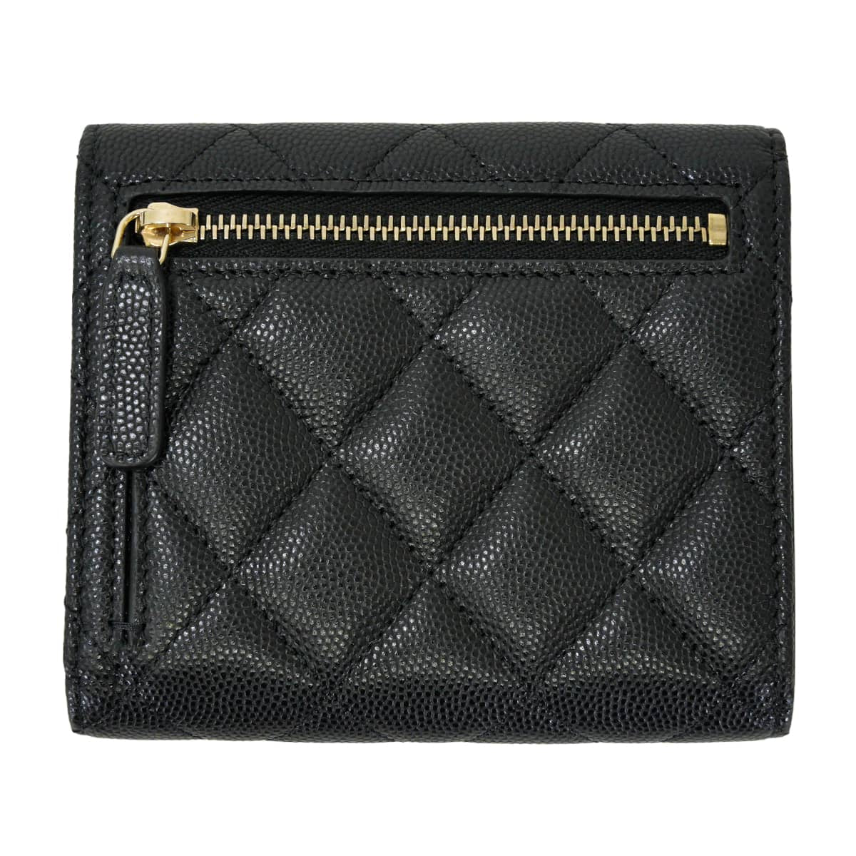2023 Limited Cruise CHANEL Tri-fold wallet compact small flap playing cards heart Noir (Black) Graind Calf(Caviarskin) Gold HW AP3080[EXCELLENT][Authentic]