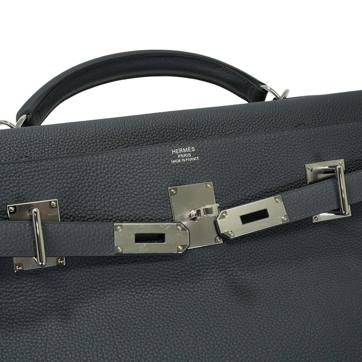 HERMES Shoulder bag Maxi Kelly 42 Gris Misty Veau Togo Silver HW Stamp W[EXCELLENT][Authentic]