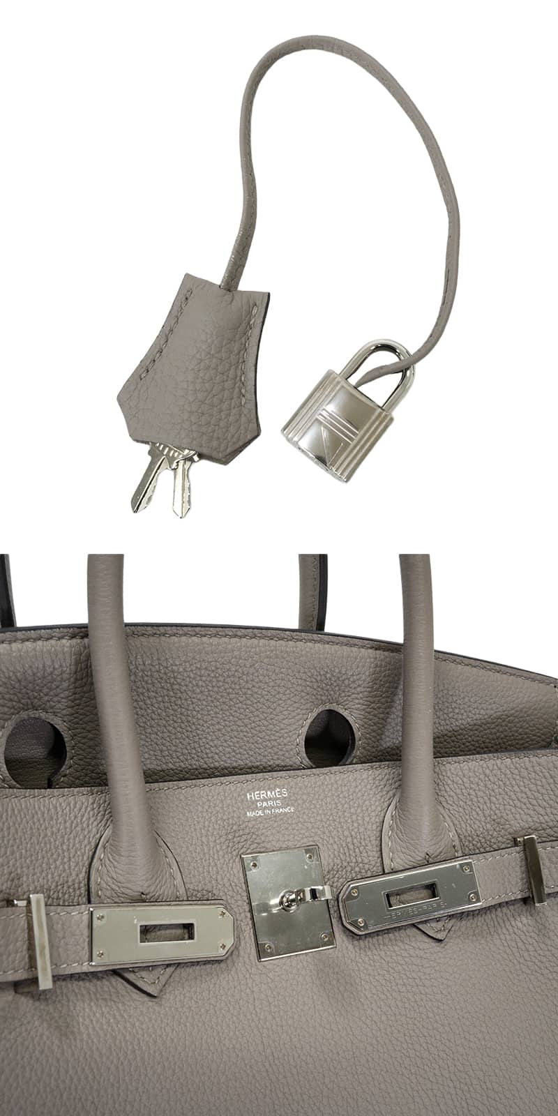 [Pre-loved] HERMES Handbag Birkin30 Gris Asphalte Veau Togo Silver HW Stamp C[USED A][Authentic]