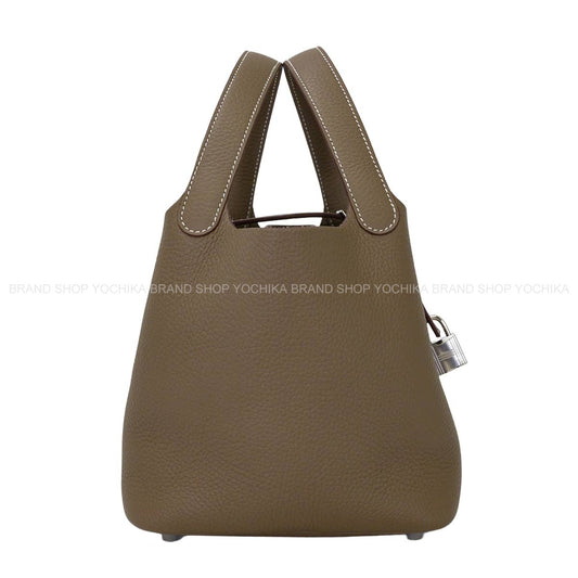 HERMES Handbag Picotin Lock 18 PM Etoupe Taurillon Clemence Silver HW Stamp G[BRAND NEW][Authentic]