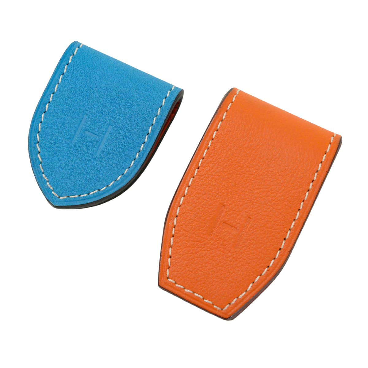 [Pre-loved] HERMES money clip At H Magnet Orange/Bleu Zanzibar Veau Swift Taurillon Lisse[LIKE NEW][Authentic]