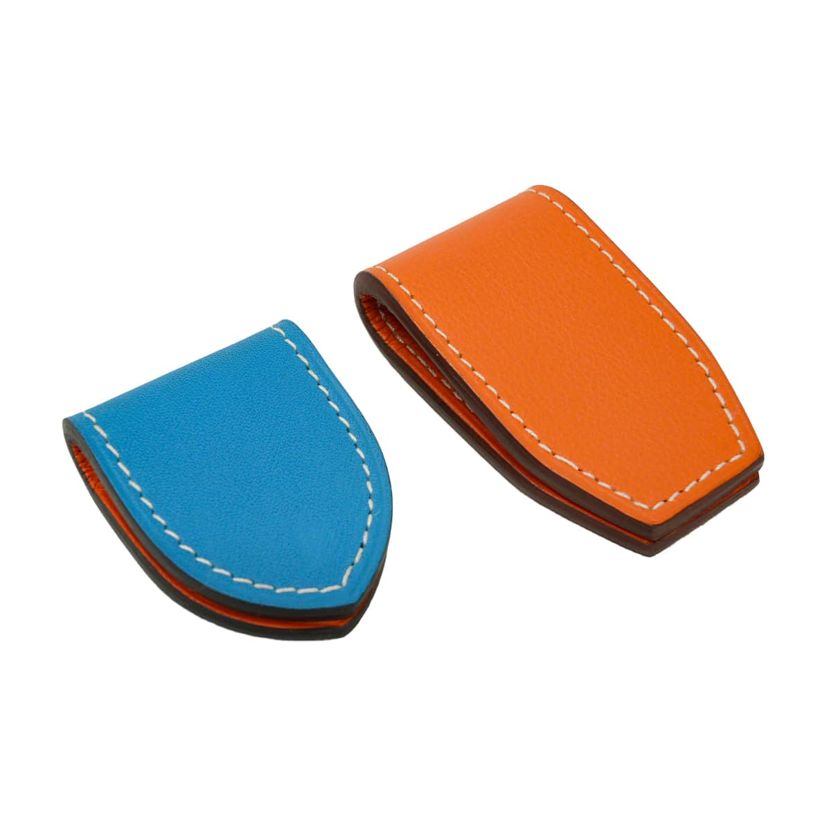 [Pre-loved] HERMES money clip At H Magnet Orange/Bleu Zanzibar Veau Swift Taurillon Lisse[LIKE NEW][Authentic]