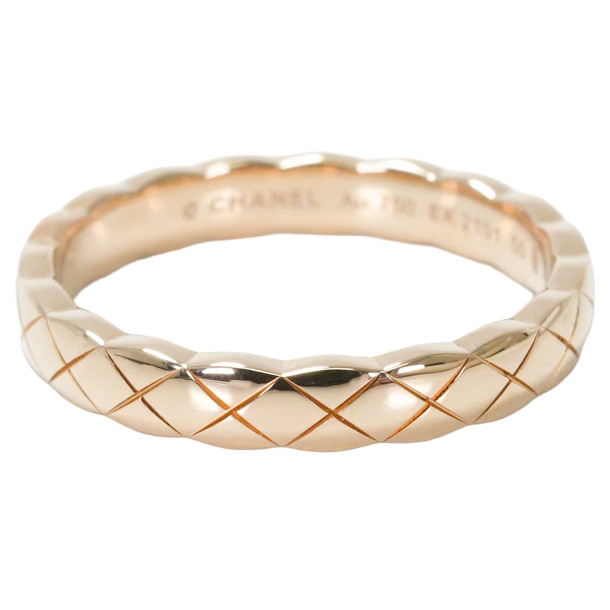 CHANEL ring COCO CRUSH Mini ModelBeige Gold K18BG #55 J11785[EXCELLENT][Authentic]