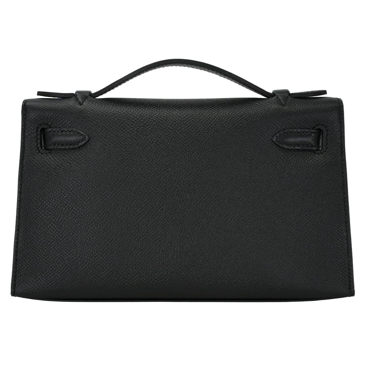 HERMES Handbag Pochette Kelly Noir (Black) Veau Epsom Gold HW Stamp A[EXCELLENT][Authentic]