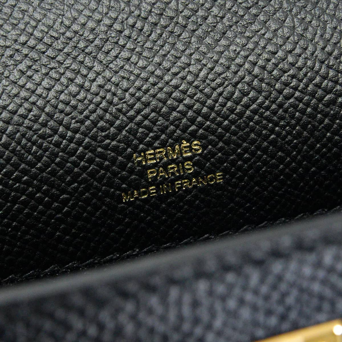 HERMES Handbag Pochette Kelly Noir (Black) Veau Epsom Gold HW Stamp A[EXCELLENT][Authentic]