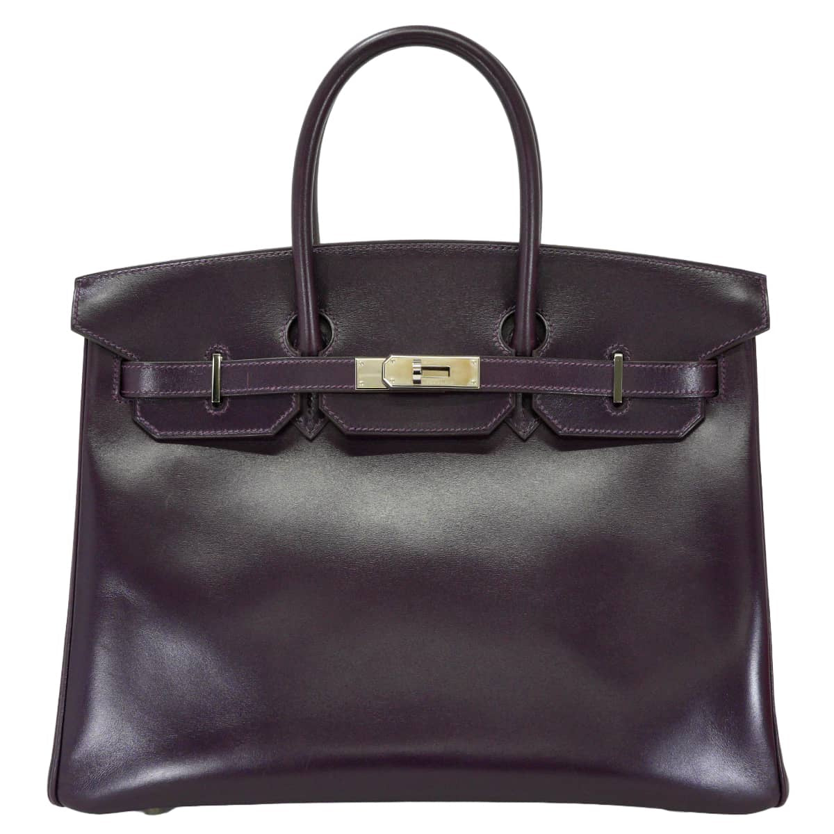 [Pre-loved] HERMES Handbag Birkin35 Raisin Box Calf Silver HW Stamp □F[LIKE NEW][Authentic]