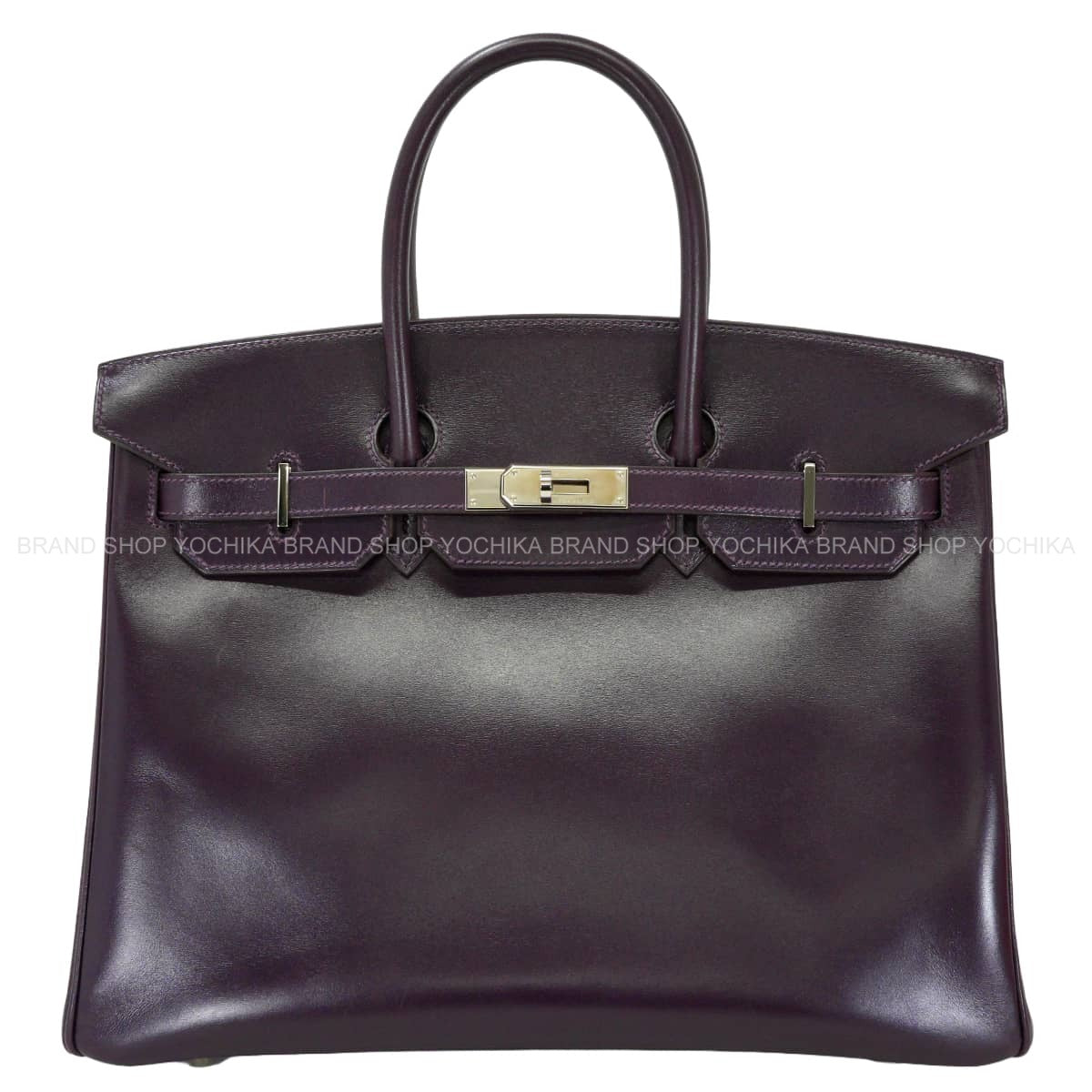 [Pre-loved] HERMES Handbag Birkin35 Raisin Box Calf Silver HW Stamp □F[LIKE NEW][Authentic]