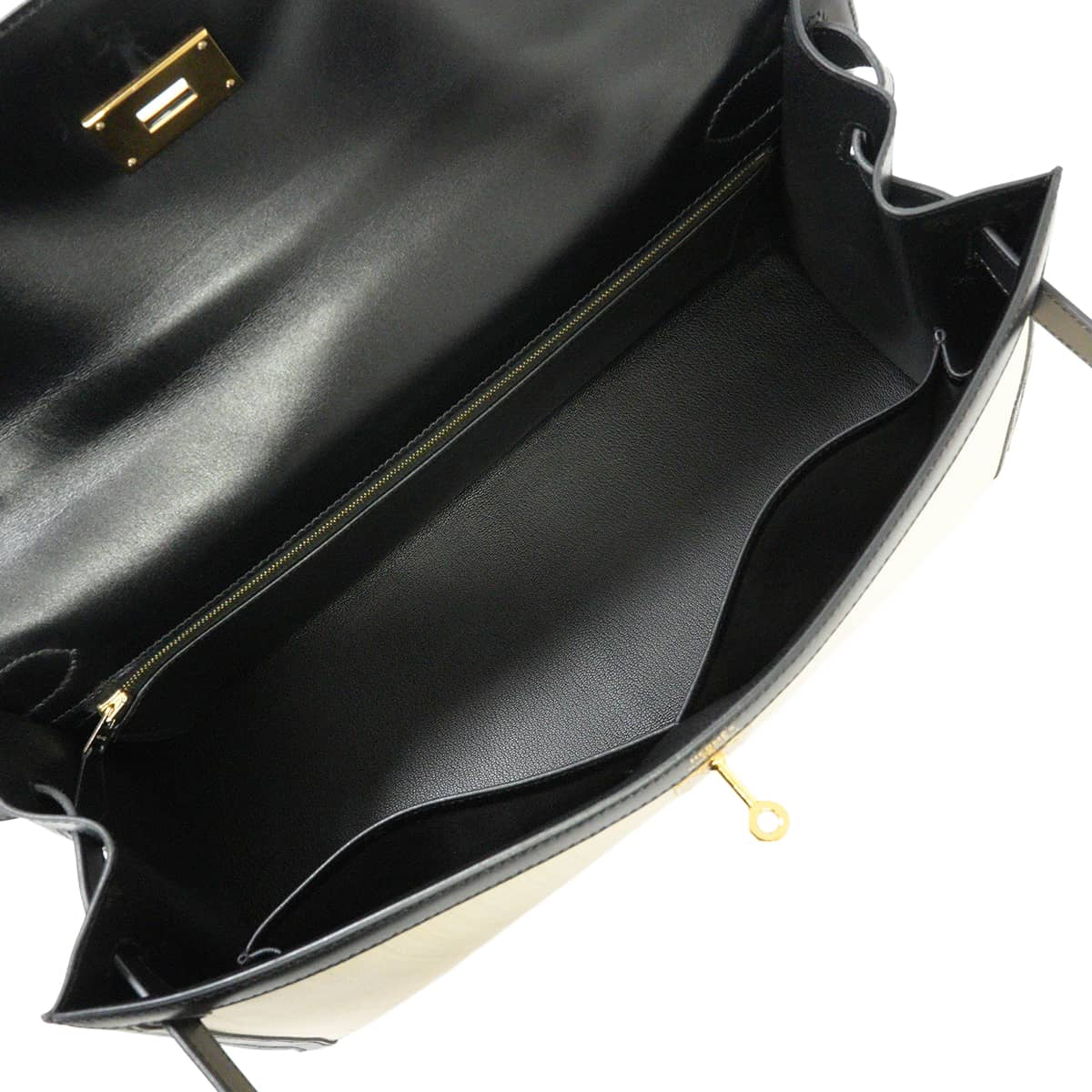 [Pre-loved] HERMES Handbag Kelly 40 Vintage Noir (Black) Clinoran(Crinoline)/Box Calf Gold HW Stamp □B[LIKE NEW][Authentic]