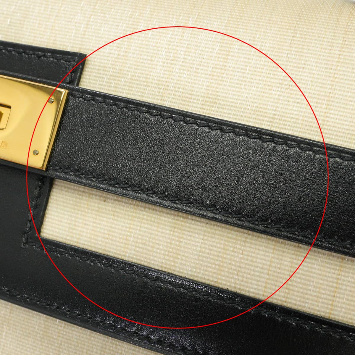 [Pre-loved] HERMES Handbag Kelly 40 Vintage Noir (Black) Clinoran(Crinoline)/Box Calf Gold HW Stamp □B[LIKE NEW][Authentic]