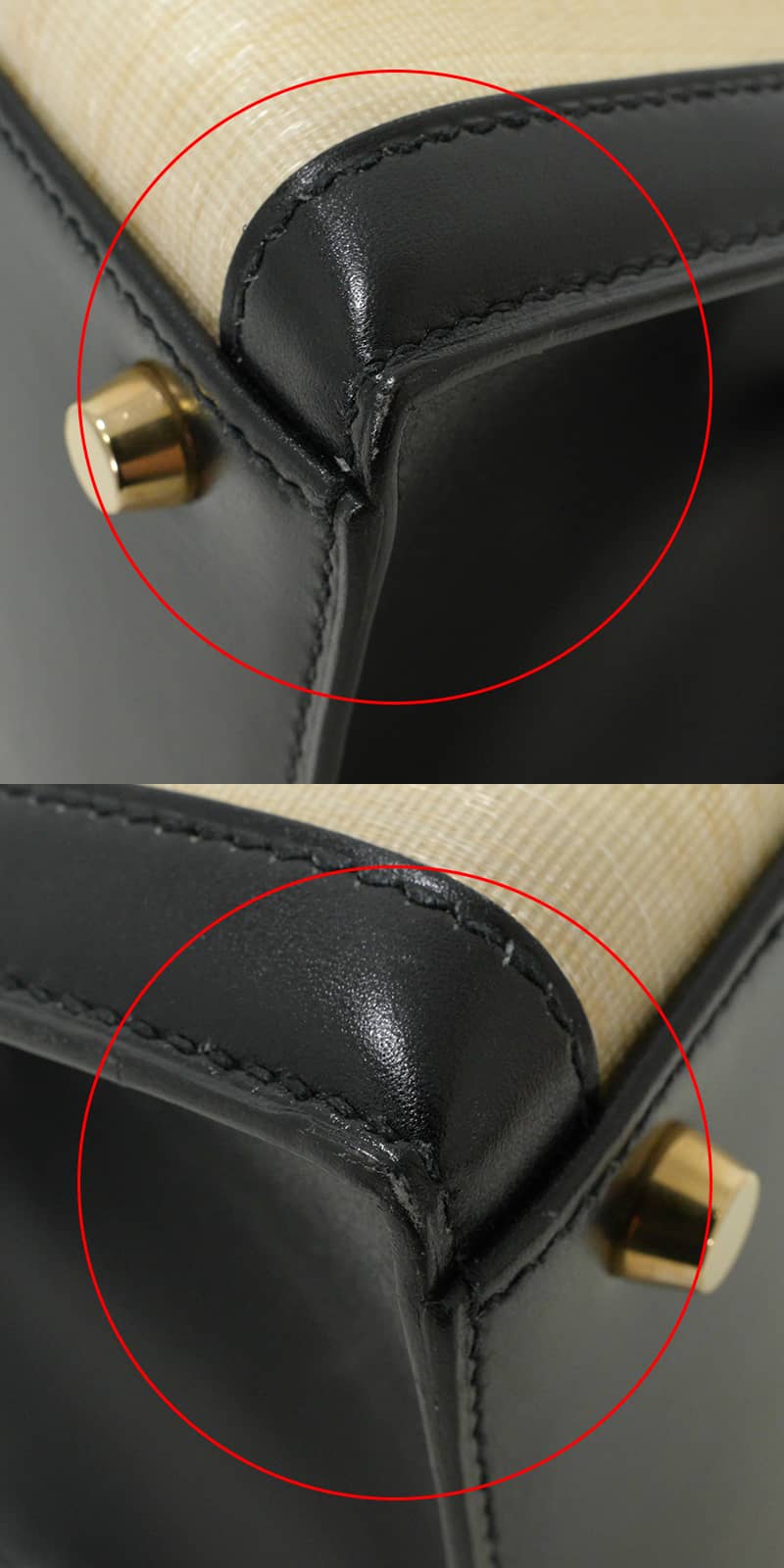 [Pre-loved] HERMES Handbag Kelly 40 Vintage Noir (Black) Clinoran(Crinoline)/Box Calf Gold HW Stamp □B[LIKE NEW][Authentic]