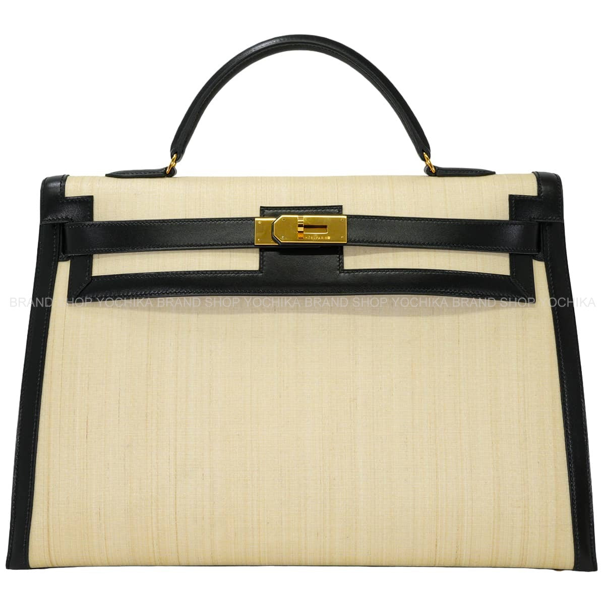 [Pre-loved] HERMES Handbag Kelly 40 Vintage Noir (Black) Clinoran(Crinoline)/Box Calf Gold HW Stamp □B[LIKE NEW][Authentic]