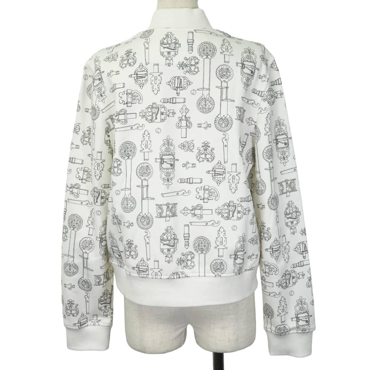 HERMES Blouson Teddy Ferronnerie Remix Print Clou de Selle Blan Casse Cotton100% #40 Silver HW H6E4218DG[ALMOST NEW][Authentic]