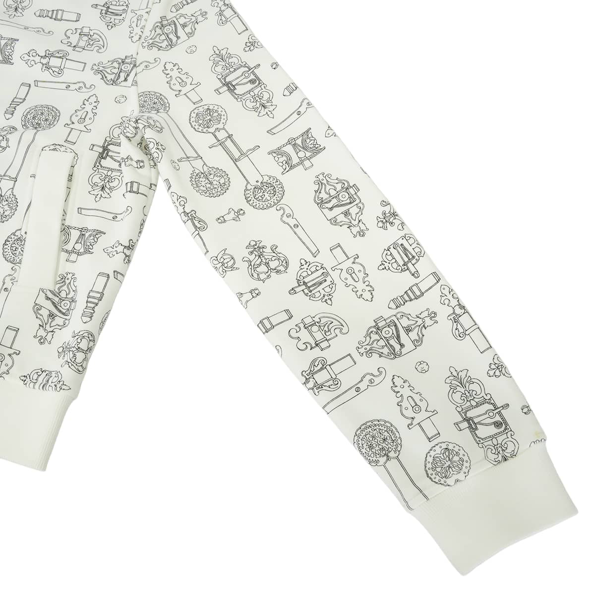 HERMES Blouson Teddy Ferronnerie Remix Print Clou de Selle Blan Casse Cotton100% #40 Silver HW H6E4218DG[ALMOST NEW][Authentic]