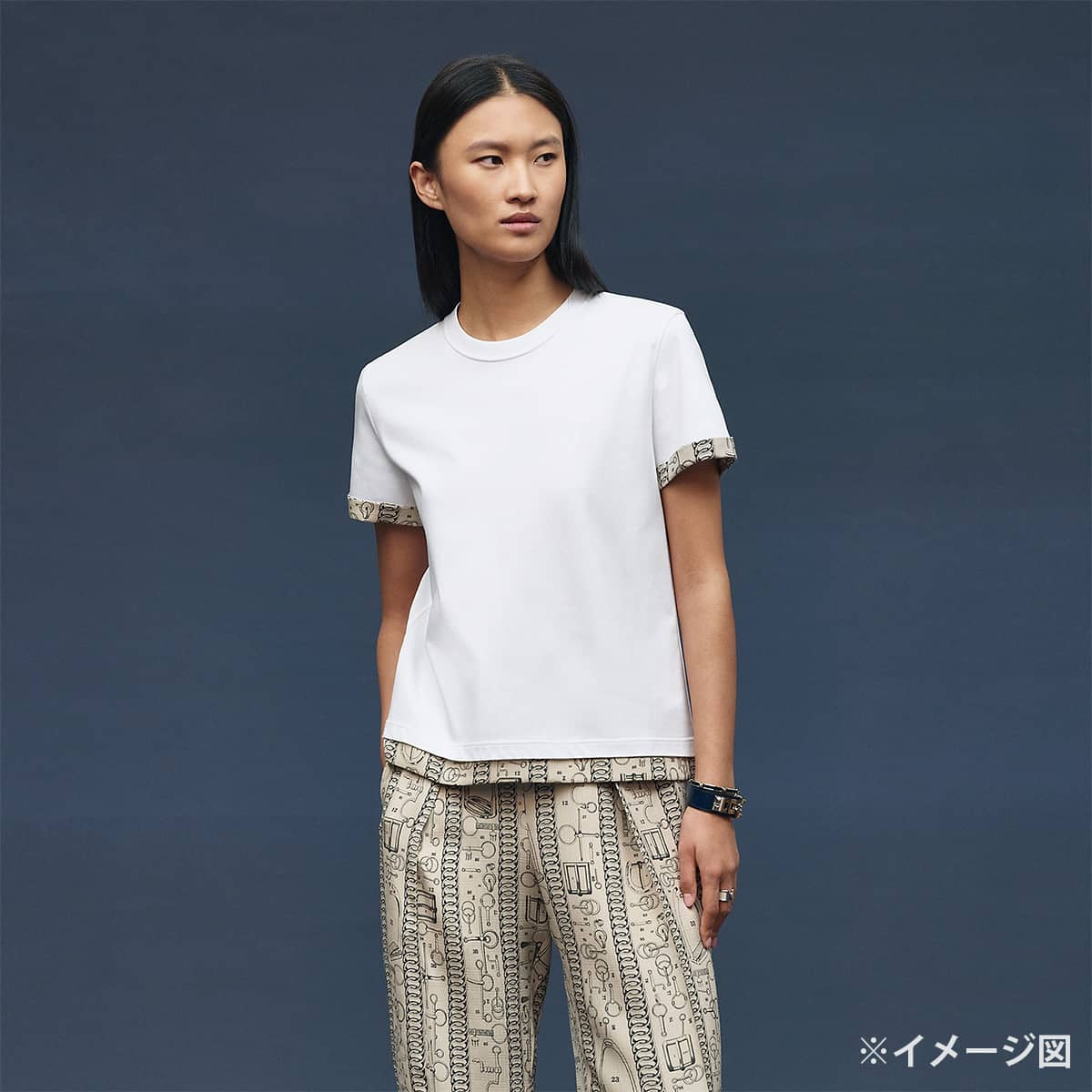 2026SS HERMES Short sleeve t shirt Cahier du Colporteur print Blanc (White) Cotton100% #38 H6H4644DC[BRAND NEW][Authentic]