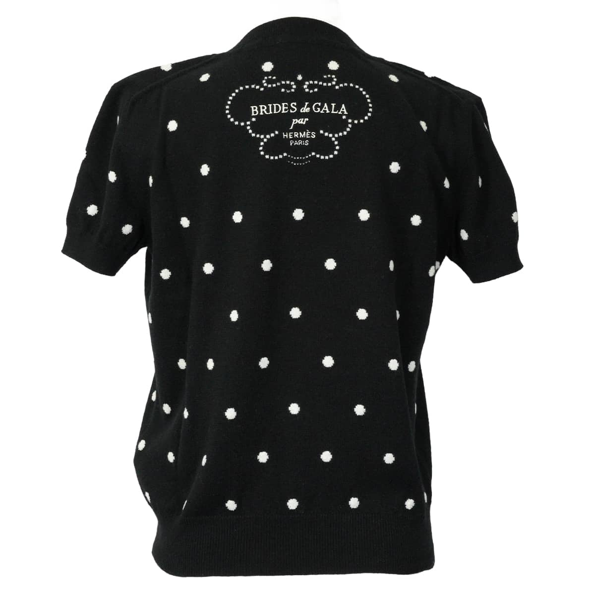 [Pre-loved] HERMES Knit short-sleeved Brides de Gala Noir (Black) Cashmere/Cotton/Nylon #40 3E2623D8[LIKE NEW][Authentic]
