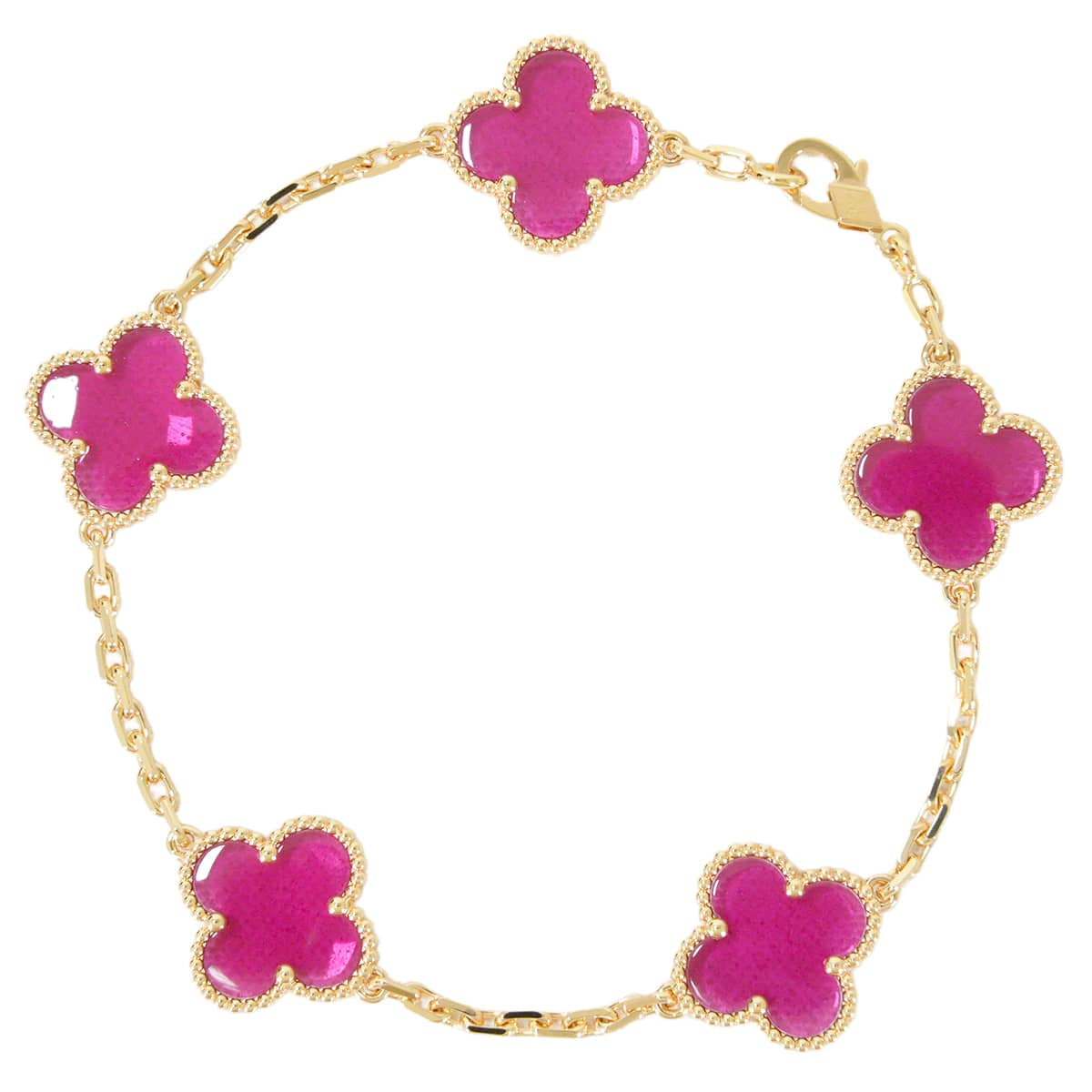 2026AW Van Cleef & Arpels bracelet Vintage Alhambra 5 motifs Pink K18YG/Enamel VCARPQZI00[BRAND NEW][Authentic]