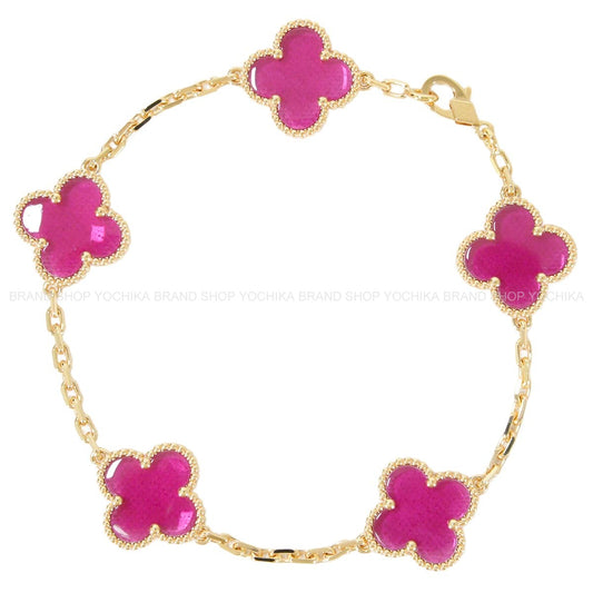 2026AW Van Cleef & Arpels bracelet Vintage Alhambra 5 motifs Pink K18YG/Enamel VCARPQZI00[BRAND NEW][Authentic]