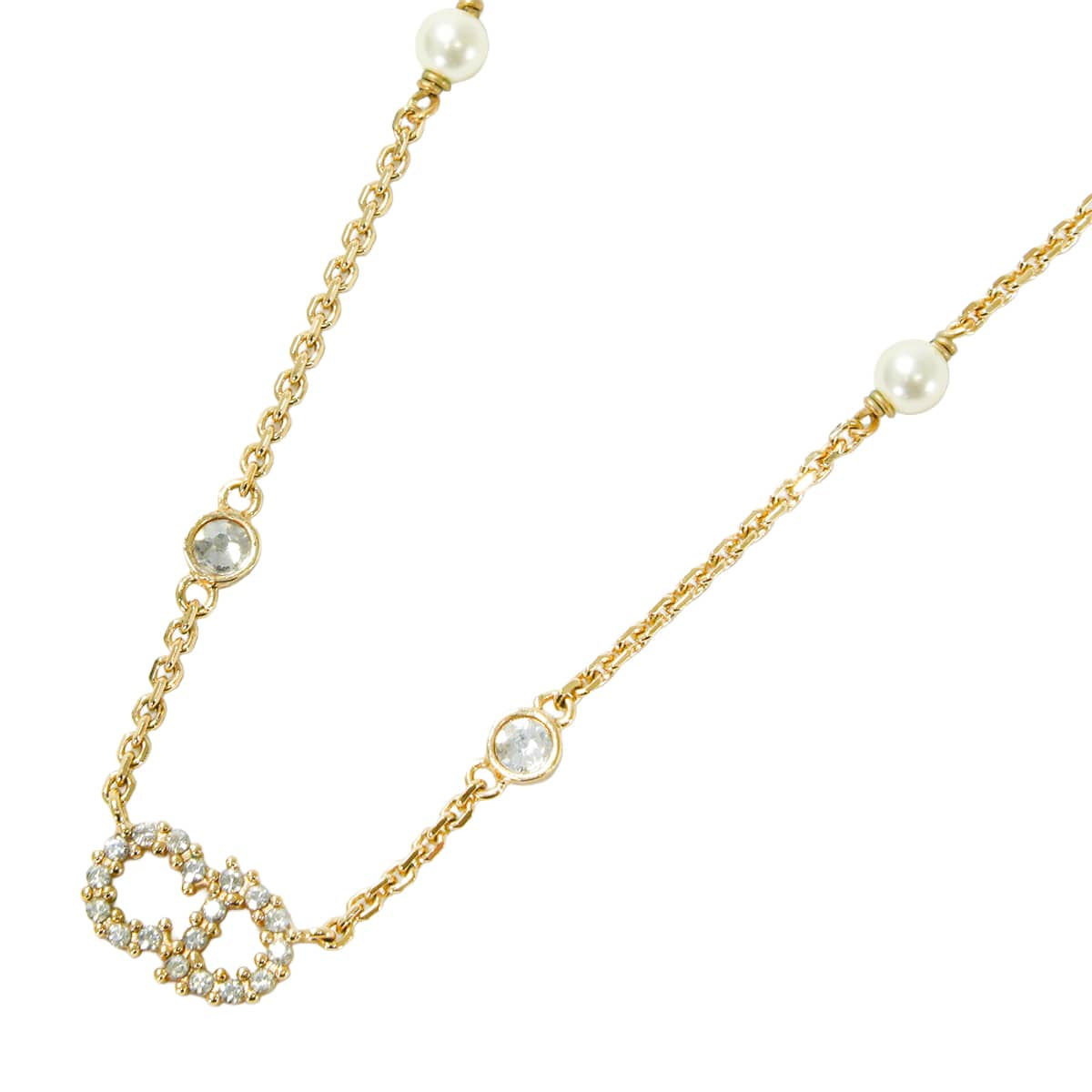 [Pre-loved] Dior necklace Clair D Lune Gold Gold tone metal / resin pearl / crystal Gold HW N1033CDLCY[LIKE NEW][Authentic]