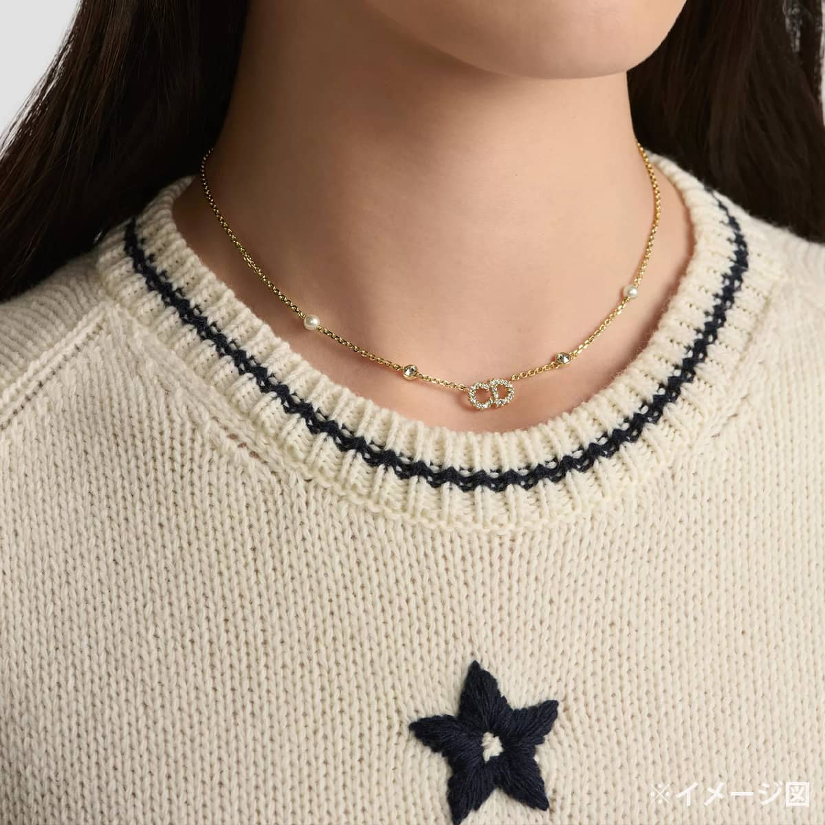 [Pre-loved] Dior necklace Clair D Lune Gold Gold tone metal / resin pearl / crystal Gold HW N1033CDLCY[LIKE NEW][Authentic]