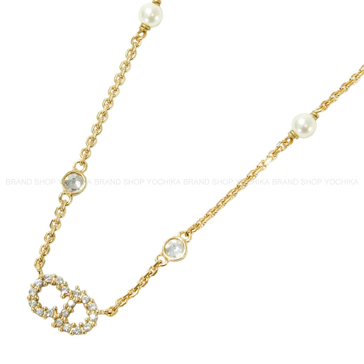 [Pre-loved] Dior necklace Clair D Lune Gold Gold tone metal / resin pearl / crystal Gold HW N1033CDLCY[LIKE NEW][Authentic]
