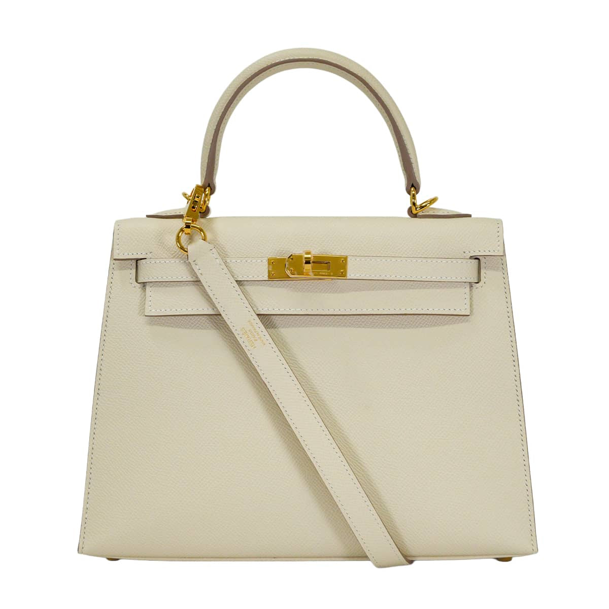 HERMES Shoulder bag Kelly25 Sellier Craie Veau Epsom Gold HW Stamp W[EXCELLENT][Authentic]