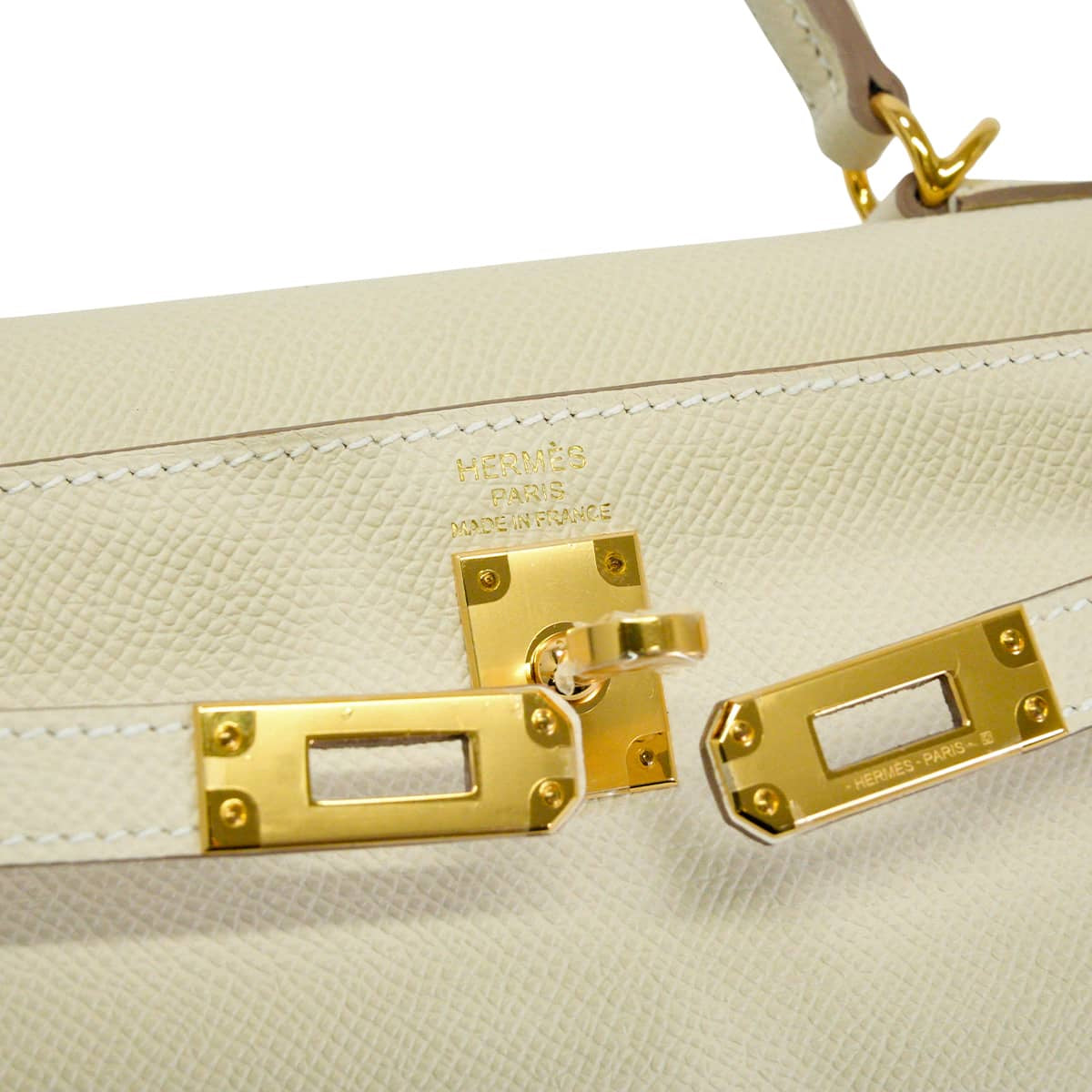 HERMES Shoulder bag Kelly25 Sellier Craie Veau Epsom Gold HW Stamp W[EXCELLENT][Authentic]
