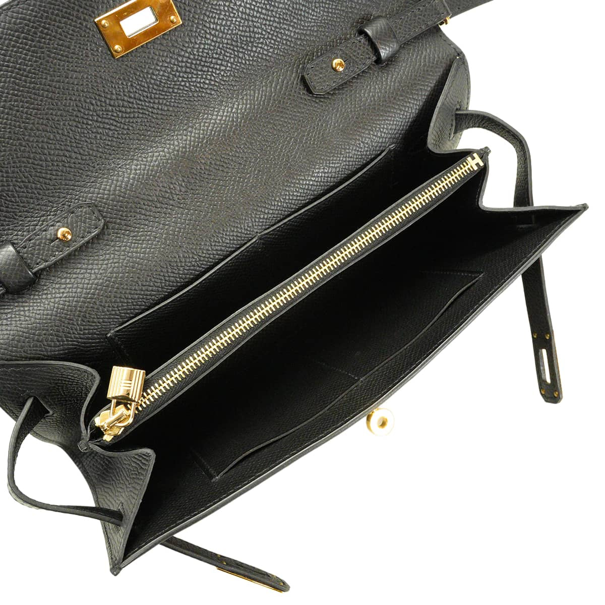 [Pre-loved] HERMES long wallet Kelly Wallet Long To Go Noir (Black) Veau Epsom Gold HW Stamp W[LIKE NEW][Authentic]