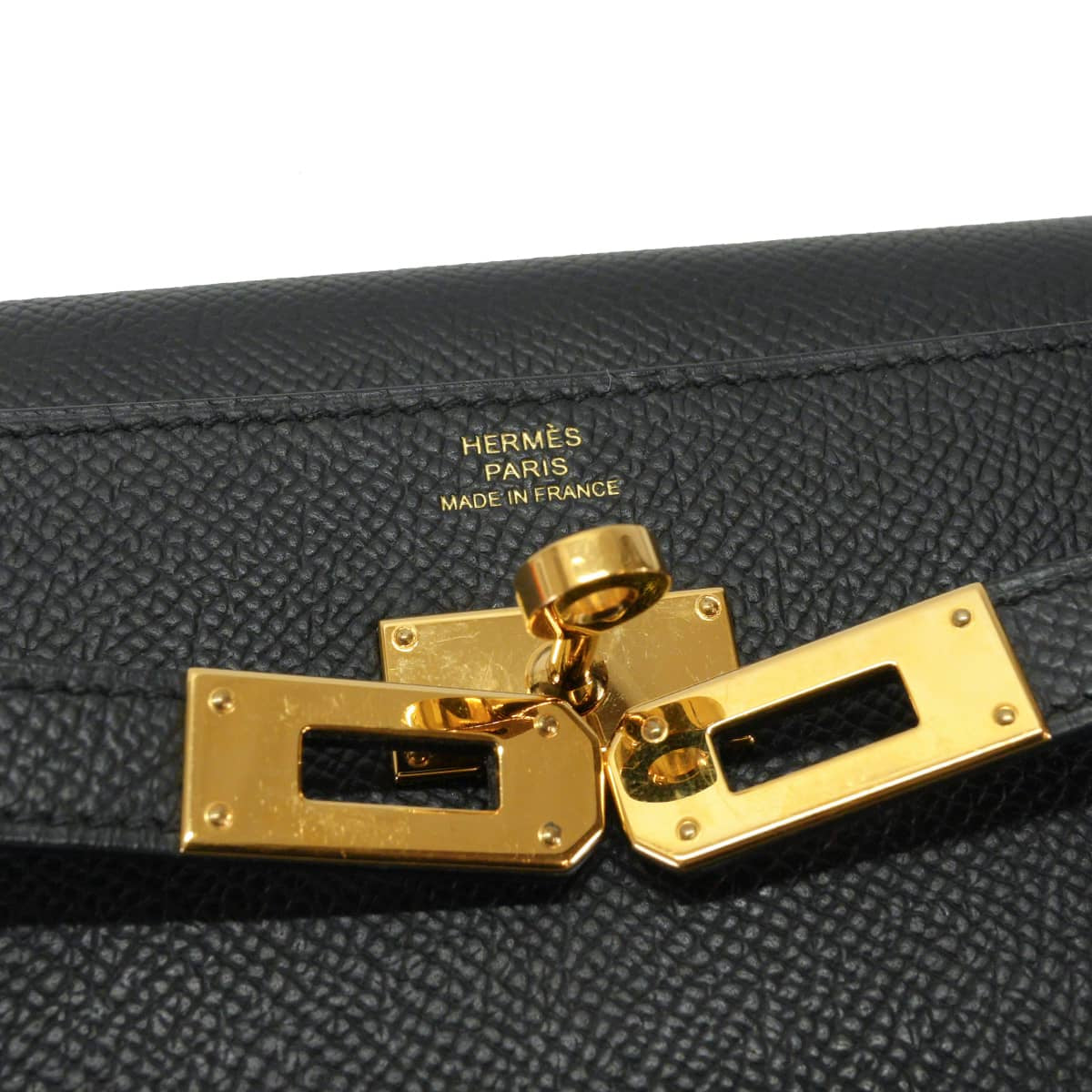 [Pre-loved] HERMES long wallet Kelly Wallet Long To Go Noir (Black) Veau Epsom Gold HW Stamp W[LIKE NEW][Authentic]