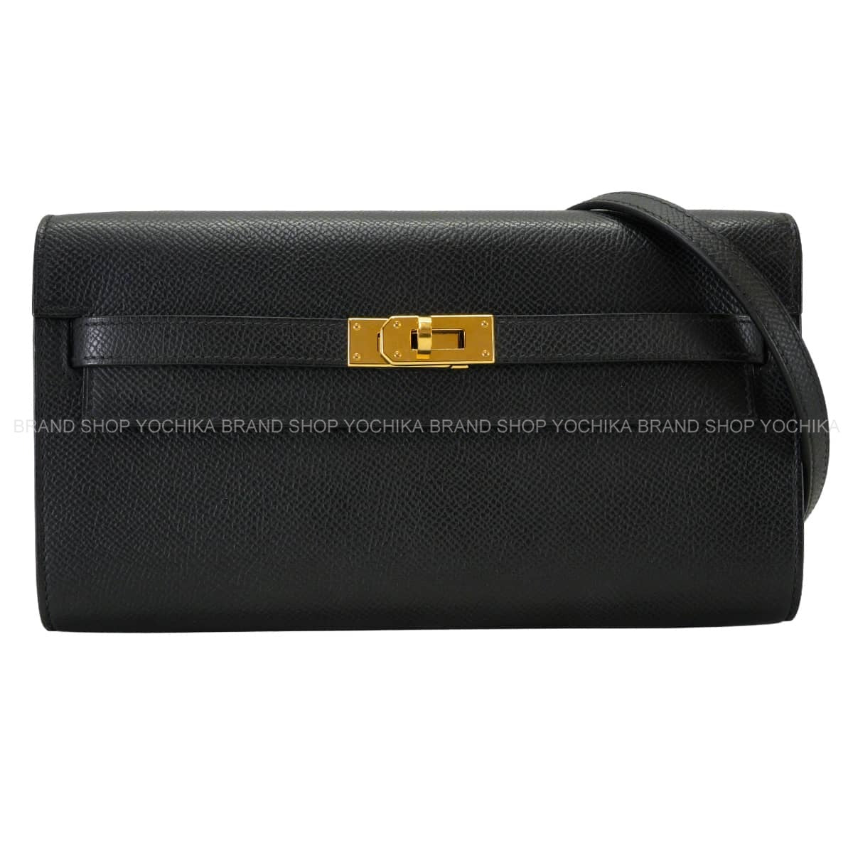 [Pre-loved] HERMES long wallet Kelly Wallet Long To Go Noir (Black) Veau Epsom Gold HW Stamp W[LIKE NEW][Authentic]