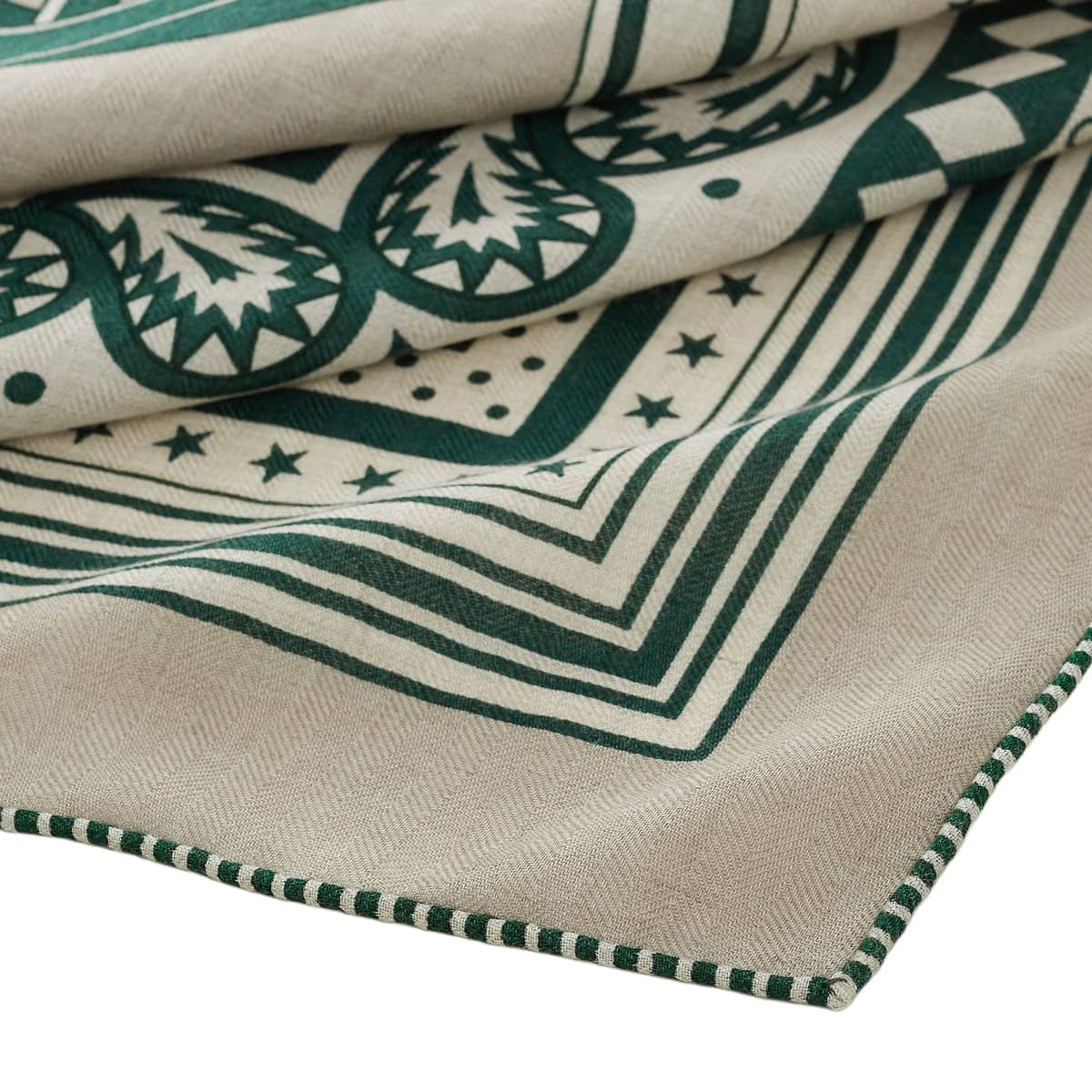 2024SS HERMES scarf Carre 140 Geant LES ROUES DE PHAETON BandanaTourterelle/Natural/Green Cashmere/Silk[EXCELLENT][Authentic]