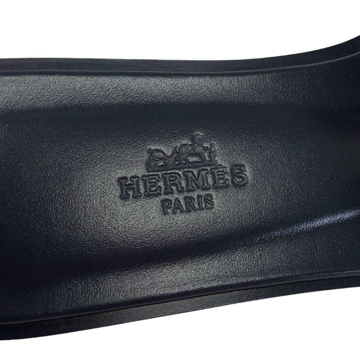 HERMES sandals Oran Bleu Nuit Box Calf #37.5[EXCELLENT][Authentic]