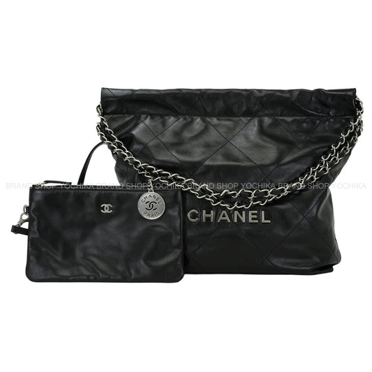 [Pre-loved] CHANEL Shoulder bag CHANEL 22 Small Matelasse With Medal Charm Hobo COCO Mark Noir (Black) Shiny calfskin Mat Silver HW AS3260[LIKE NEW][Authentic]