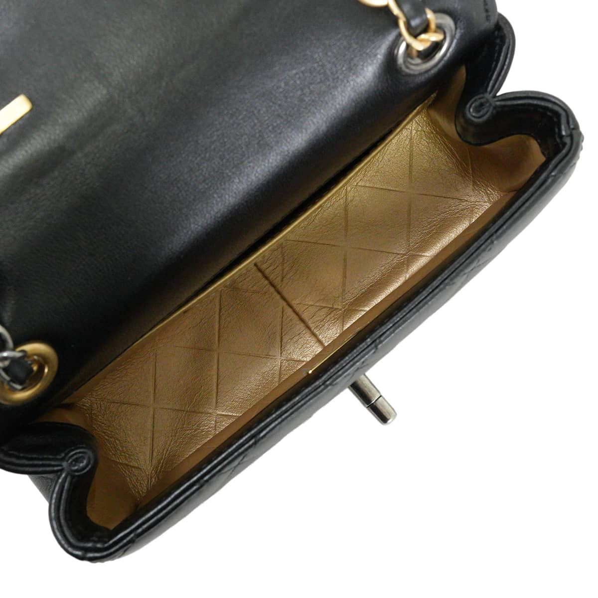 [Pre-loved] CHANEL Shoulder bag Matelasse Clip Coco Double Chain Icon Noir (Black)/Gold Lambskin/Rhinestone/Pearl Gold HW AS2978[LIKE NEW][Authentic]