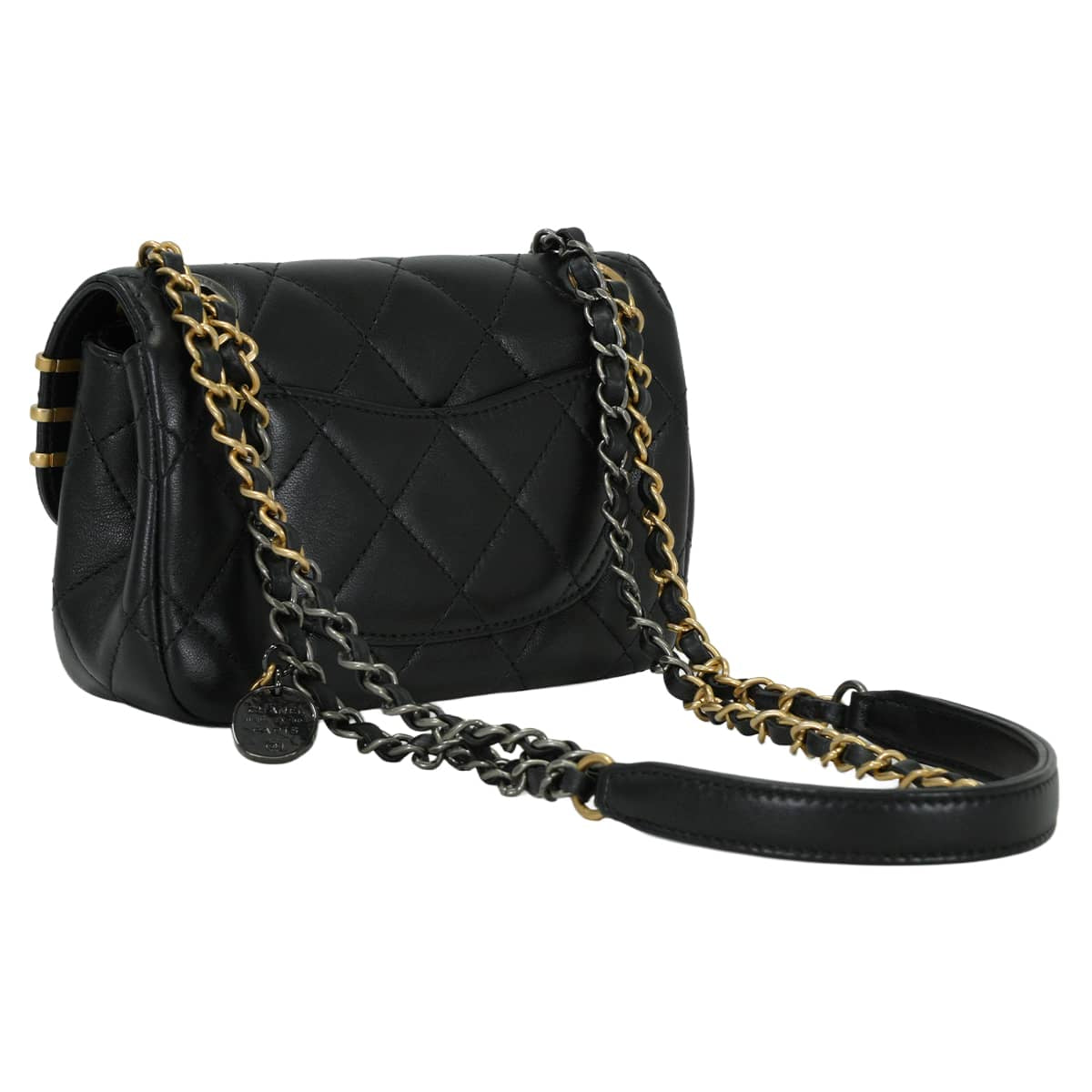 [Pre-loved] CHANEL Shoulder bag Matelasse Clip Coco Double Chain Icon Noir (Black)/Gold Lambskin/Rhinestone/Pearl Gold HW AS2978[LIKE NEW][Authentic]