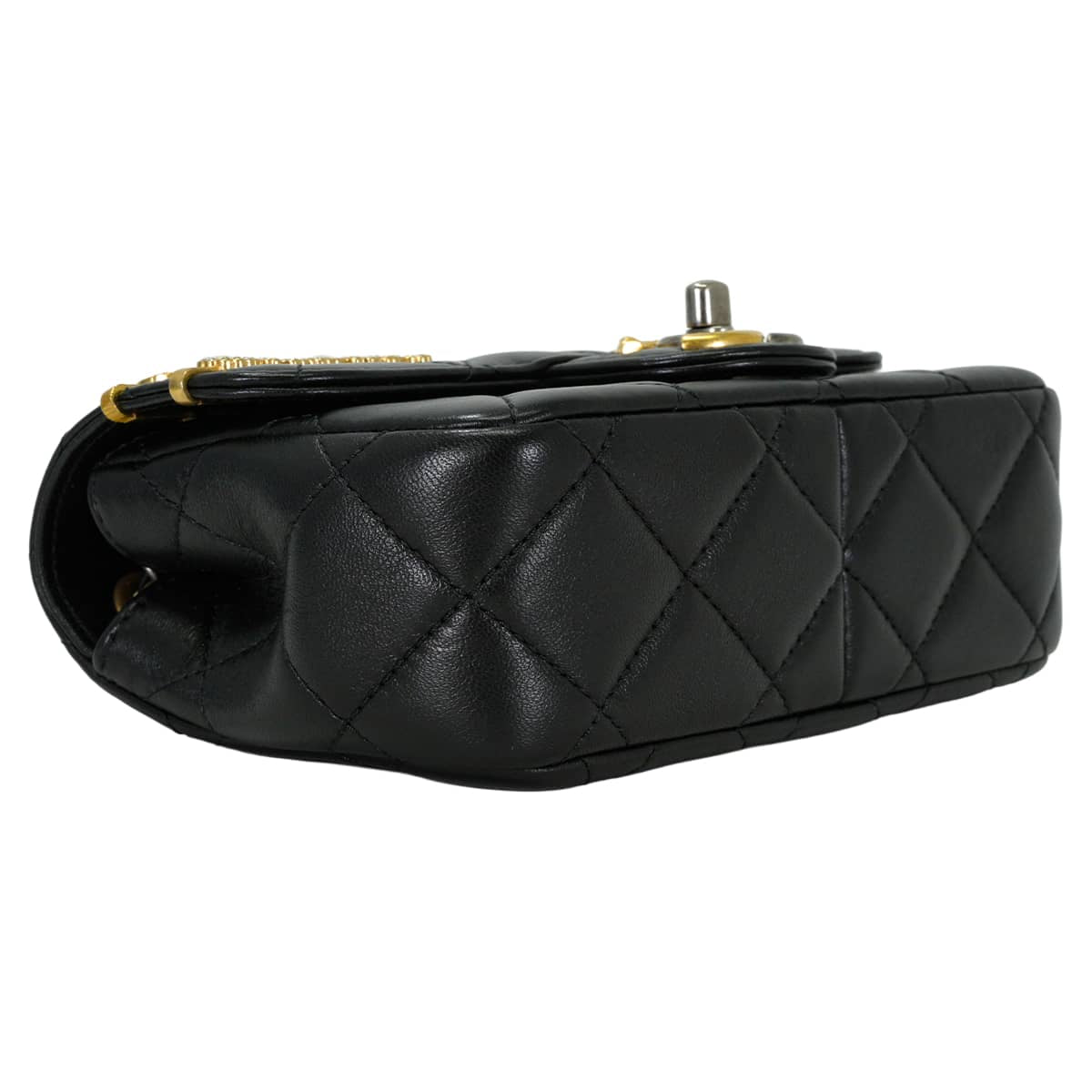 [Pre-loved] CHANEL Shoulder bag Matelasse Clip Coco Double Chain Icon Noir (Black)/Gold Lambskin/Rhinestone/Pearl Gold HW AS2978[LIKE NEW][Authentic]