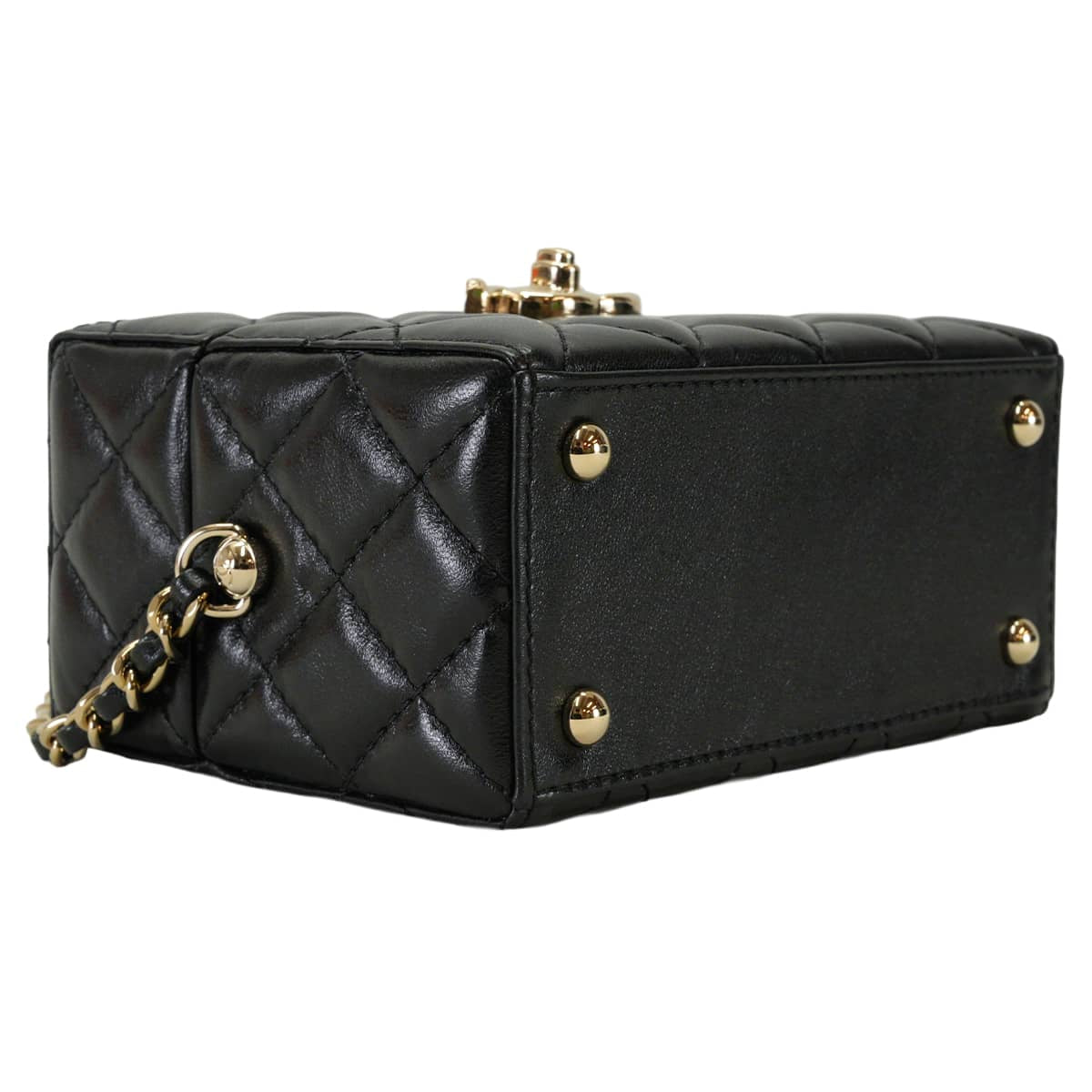 2025AW CHANEL Shoulder bag Chain clutch Matelasse COCO Mark with handle small vanity square box Noir (Black) Lambskin Champagne Gold HW AP4759[EXCELLENT][Authentic]