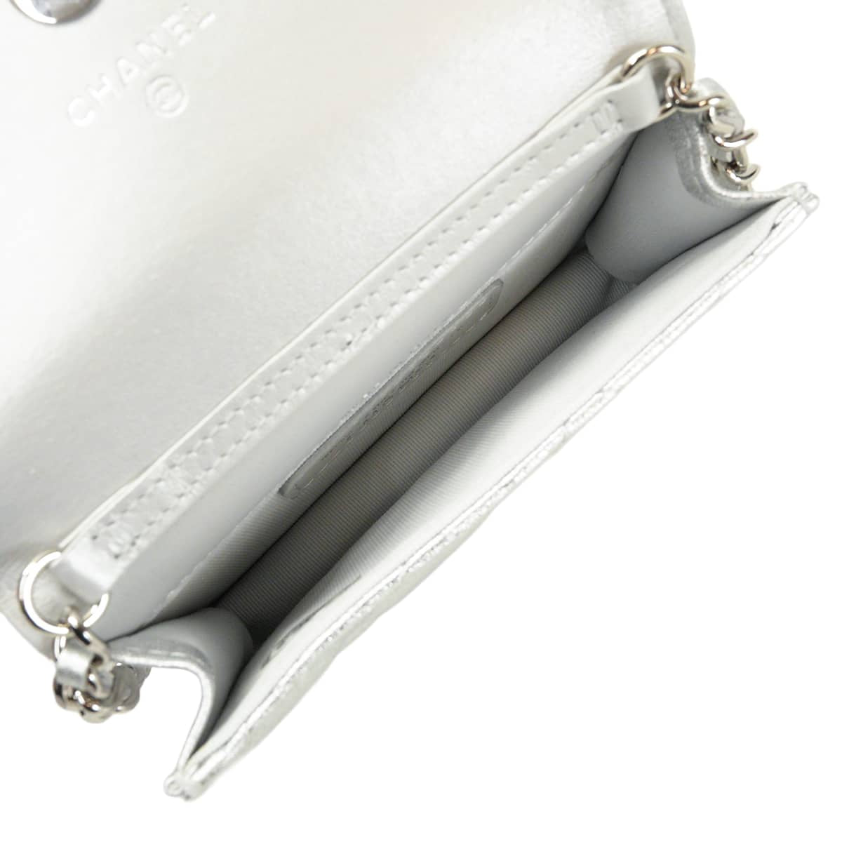 2023 VIP Customers only Year's Gift CHANEL Pouch Mini Chain Bag Matelasse COCO Mark Star Rhinestones Silver Metallic Lambskin[EXCELLENT][Authentic]