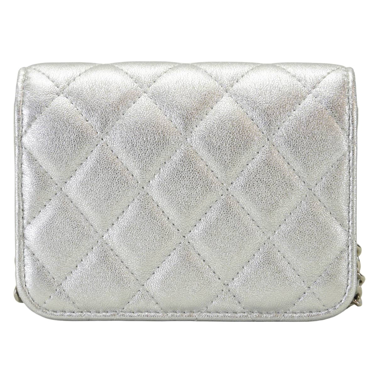 2023 VIP Customers only Year's Gift CHANEL Pouch Mini Chain Bag Matelasse COCO Mark Star Rhinestones Silver Metallic Lambskin[EXCELLENT][Authentic]