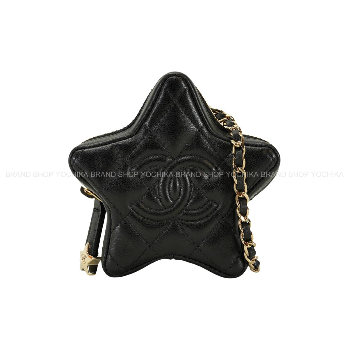 2025-26AW CHANEL bag charm COCO Mark Star Noir (Black) Lambskin Champagne Gold HW AP4985[EXCELLENT][Authentic]