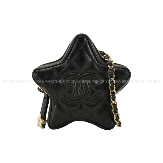 2025-26AW CHANEL bag charm COCO Mark Star Noir (Black) Lambskin Champagne Gold HW AP4985[EXCELLENT][Authentic]