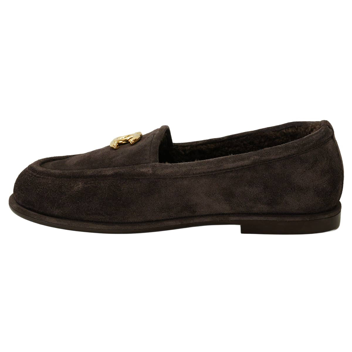 CHANEL Moccasins Women's COCO Mark Brown Suede/Boa #38C Gold HW G45886[BRAND NEW][Authentic]
