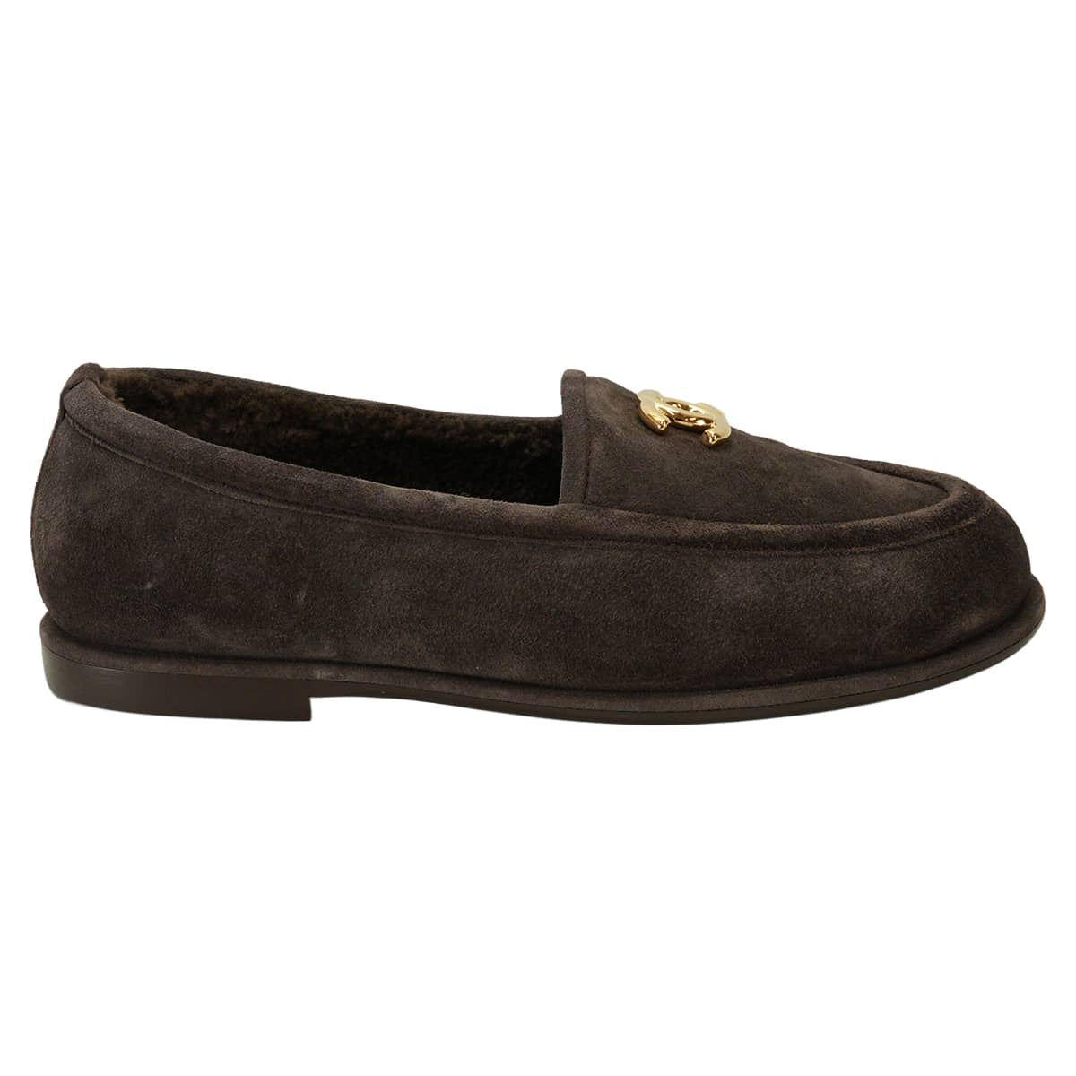 CHANEL Moccasins Women's COCO Mark Brown Suede/Boa #38C Gold HW G45886[BRAND NEW][Authentic]