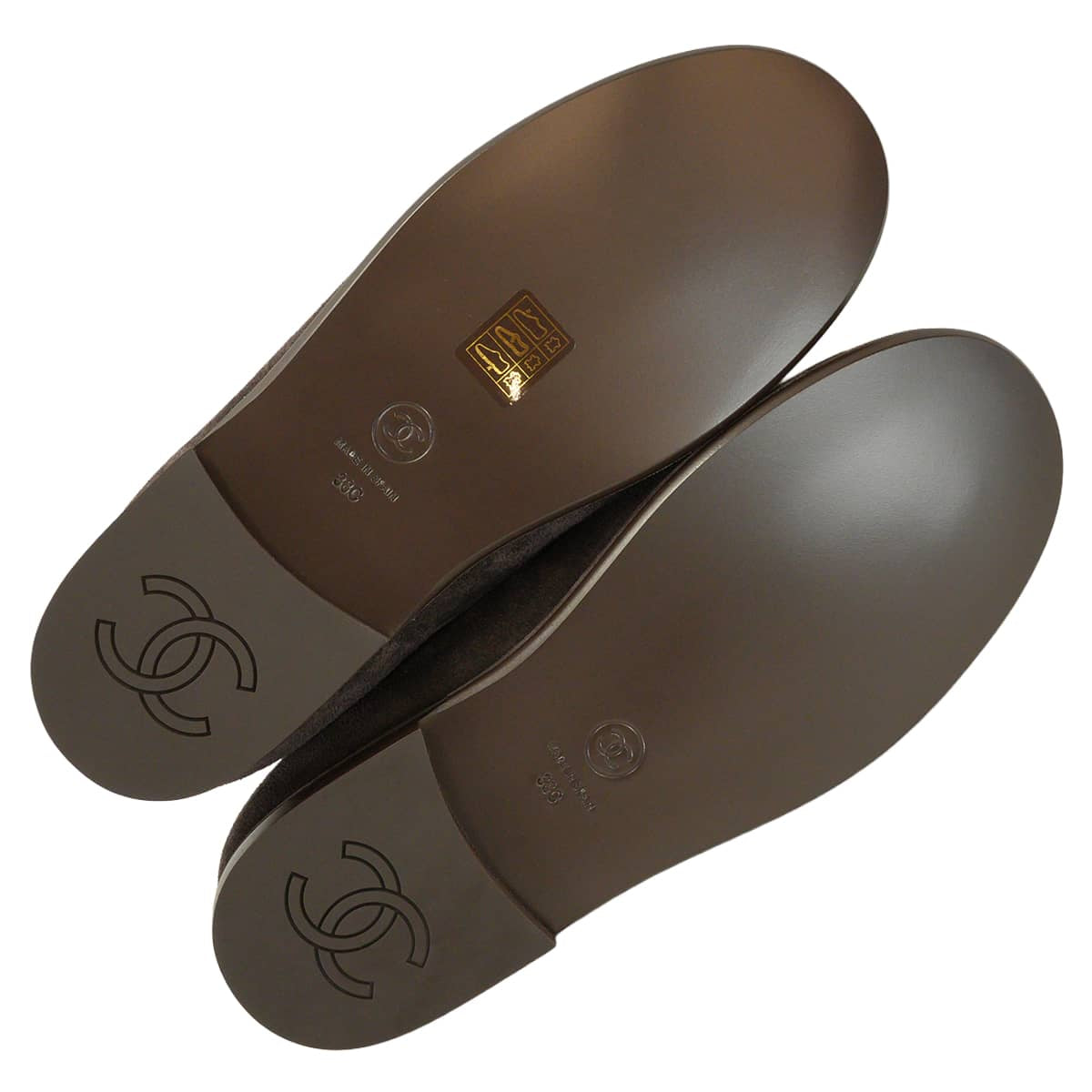 CHANEL Moccasins Women's COCO Mark Brown Suede/Boa #38C Gold HW G45886[BRAND NEW][Authentic]